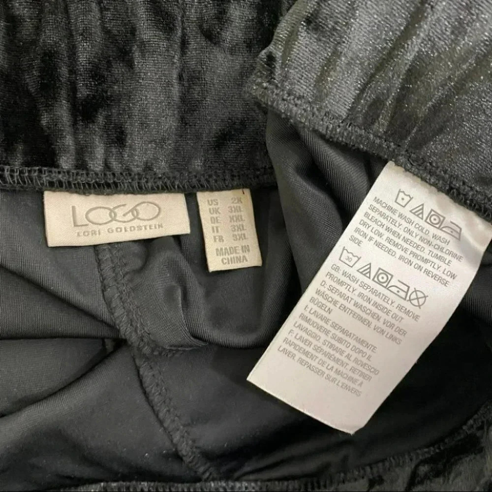 LOGO 2X black velvet drawstring ruched pants‎ - Picture 4 of 5